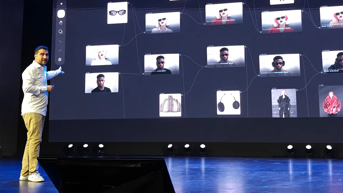 Interface do Freepik Spaces com board colaborativo e recurso auto-tidy